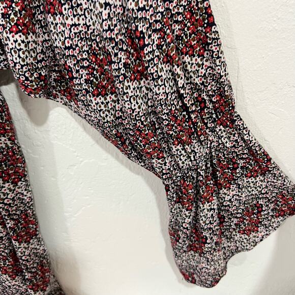 Zara Trafaluc Collection Red & Black Floral Long Sleeve Shorts Romper Size XS - Picture 6 of 16